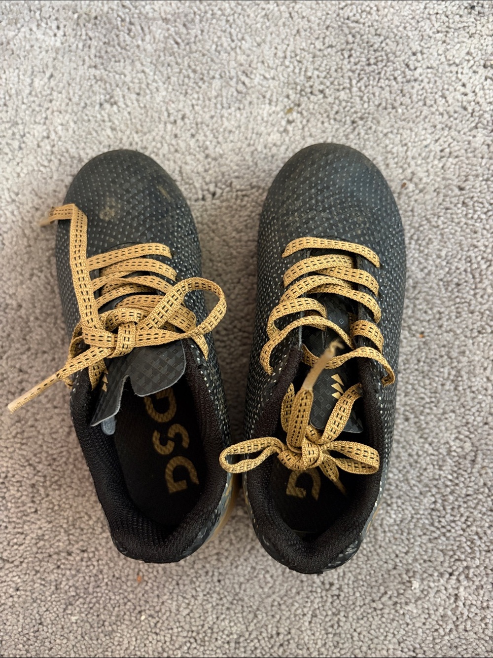 DSG Kids Black and Yellow Lace-Up Cleats